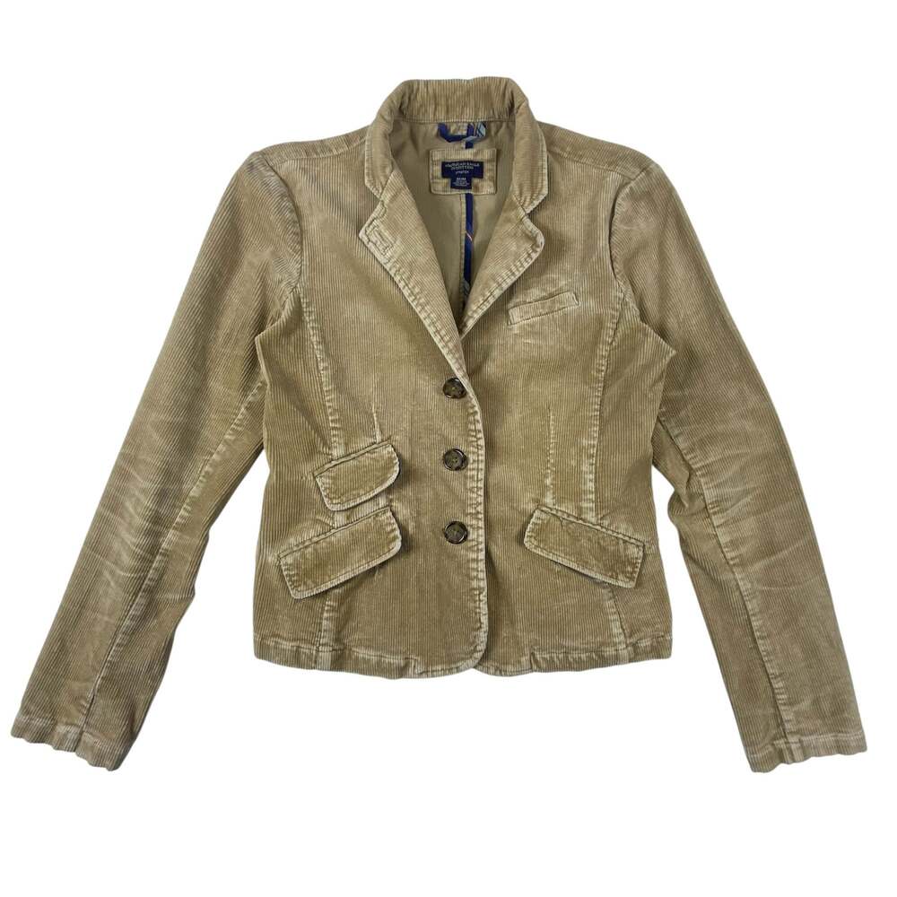 American Eagle Corduroy Jacket Womens M Tan Stretch Fitted Button Front Blazer